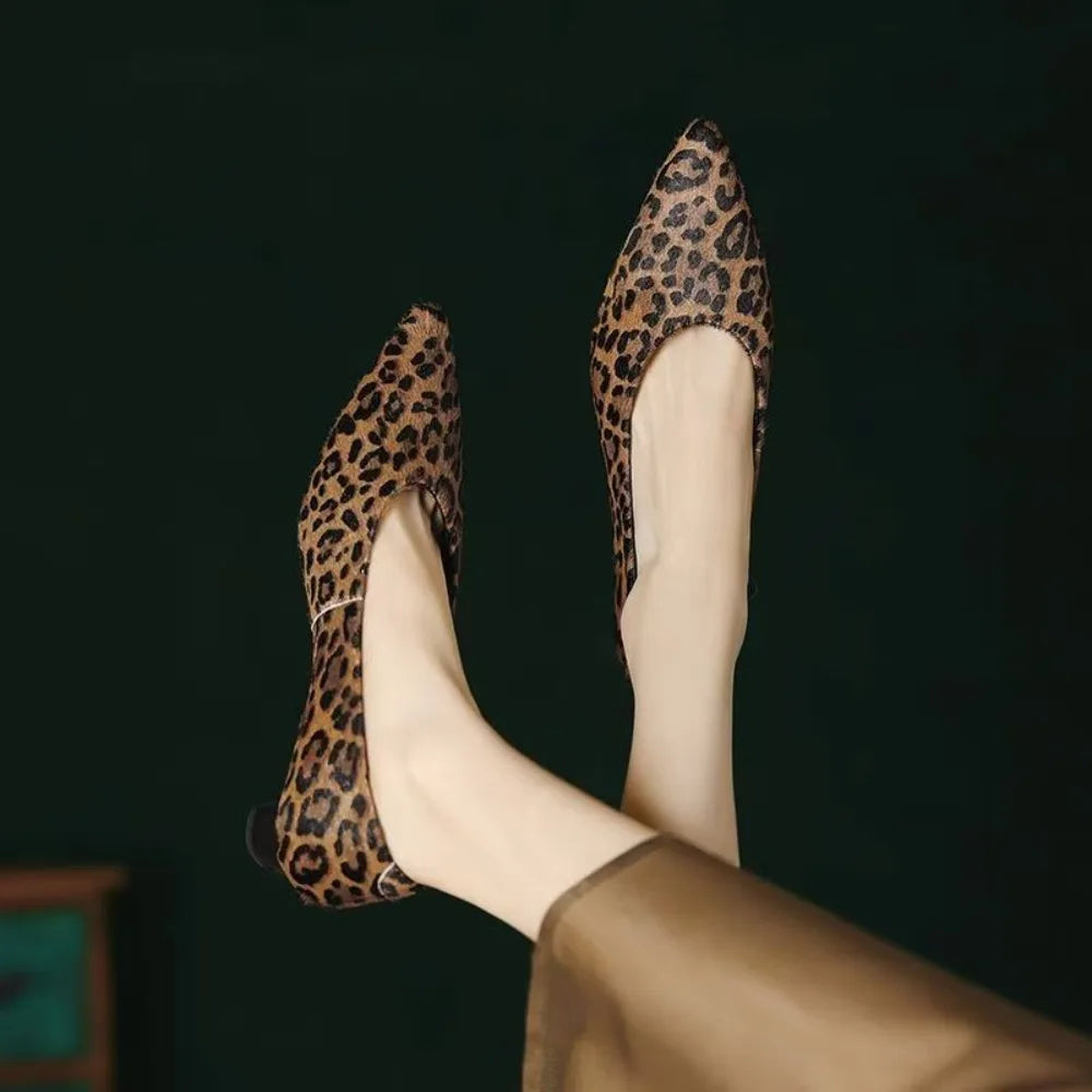 2026 New Arrival Women's Low-Heel Pumps Black Leather Formal Shoes Slip-On Commuter Comfortable Mid-Heel Pumps