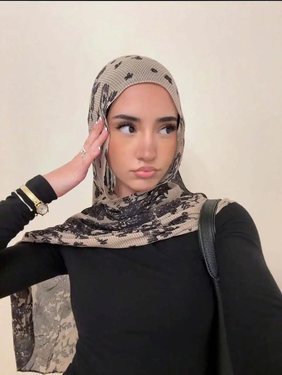 SGIAWETA-1pc Women's Bohemian Style Watercolor Floral Print Vela Headscarf/Scarf, Casual Soft Windproof Shawl, Suitable For Daily Wear For Dress-birthdaygift