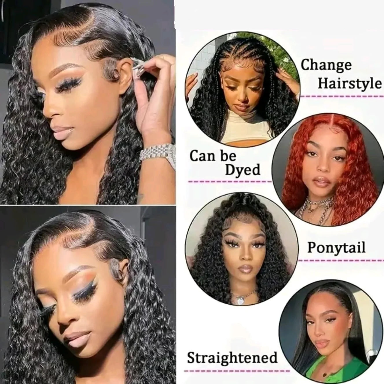 200 Density 13x4 13x6 HD Transparent Full Lace Frontal Wigs Natural Colored 46 Inch Burmese Curly Wave Human Hair Wigs For Women