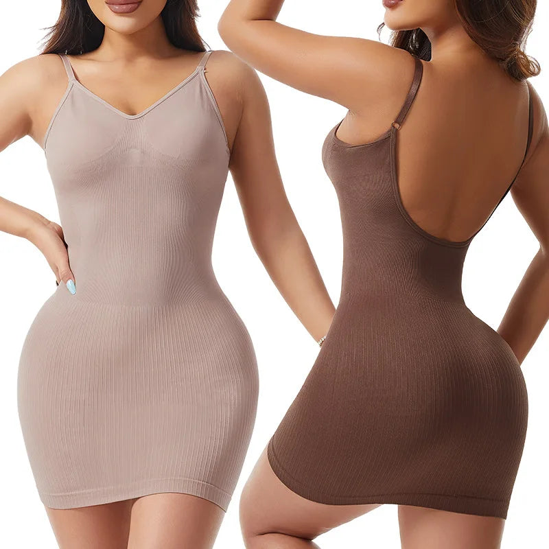 Women Shapewear V-Neck Full Slips for Under Dresses Body Shaper Tummy Control Strap Slip Elegant Slimming Cam Shaper Dress