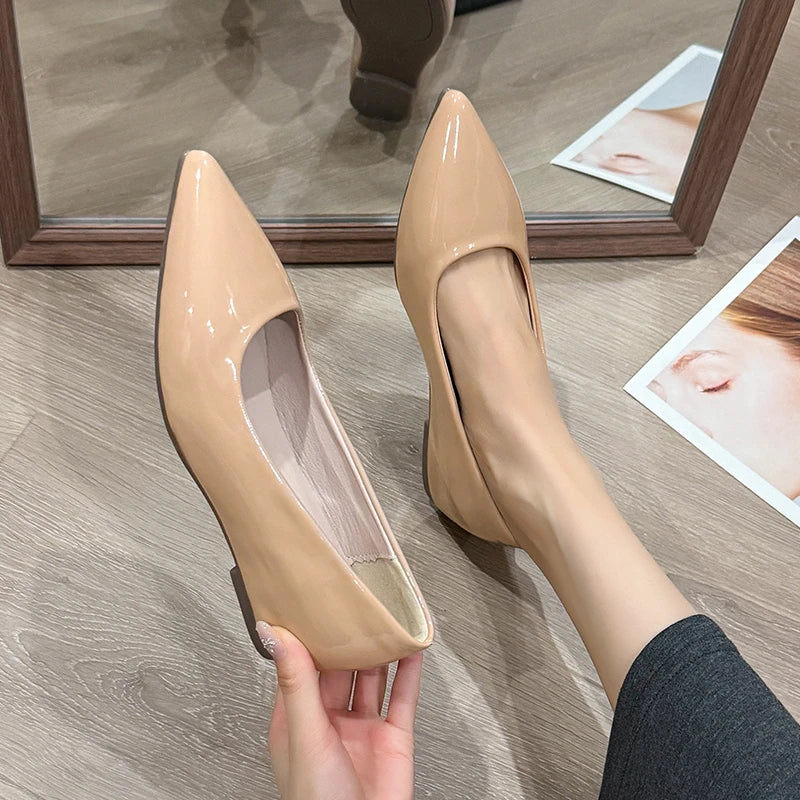 Elegant French Style Sexy Pointed Toe Flat Shoes Women's Commute Fashionable Open Toe Slip-On Shoes with 3cm Heightening Design