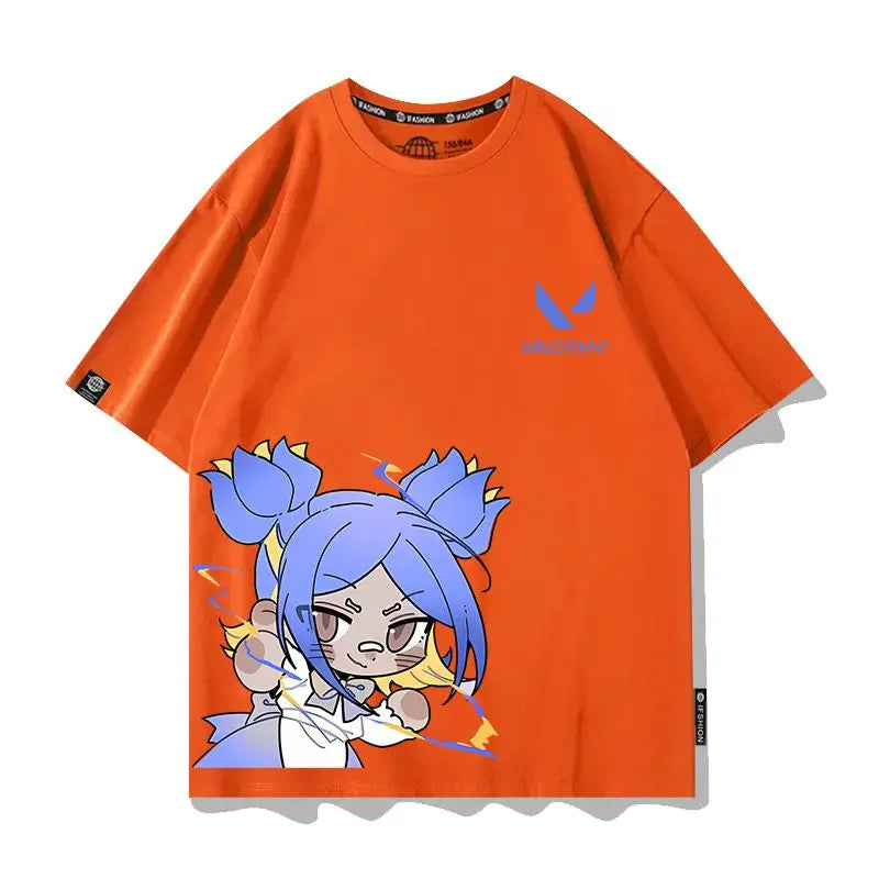 VALORANT Anime Jett Omen Clove Peripheral Short Sleeve T-Shirt Funny Women's Men Versatile Women Clothing Christmas Gift