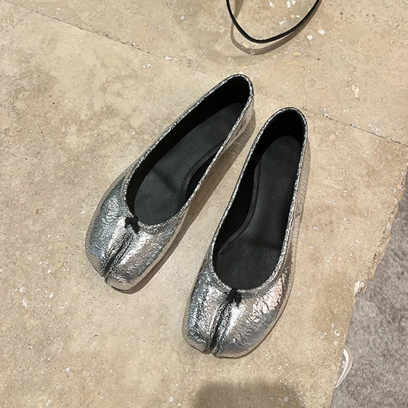 Women's Vintage Split Toe Mary Jane Flats Shoes Soft Sole Leather Loafers Shoes for Women Daily Walking Shoes Sandalias De Mujer