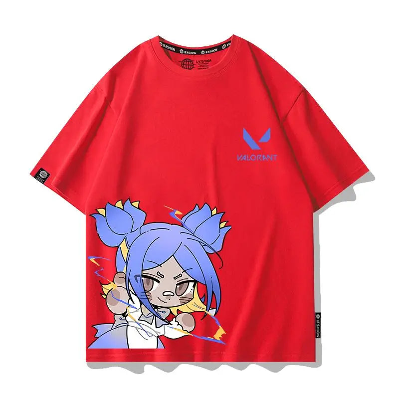 VALORANT Anime Jett Omen Clove Peripheral Short Sleeve T-Shirt Funny Women's Men Versatile Women Clothing Christmas Gift