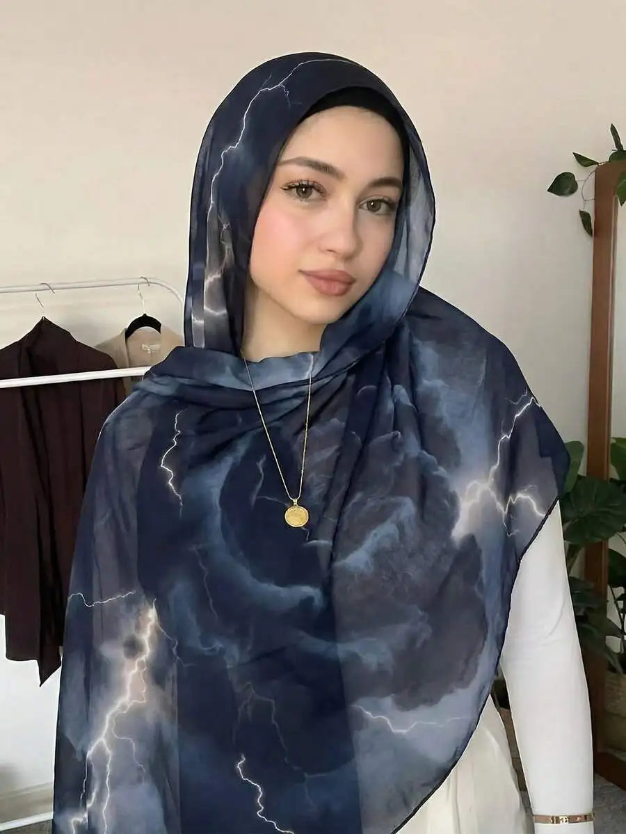 SGIAWETA-1pc Women's Bohemian Style Watercolor Floral Print Vela Headscarf/Scarf, Casual Soft Windproof Shawl, Suitable For Daily Wear For Dress-birthdaygift