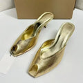 Women's Pumps Designer Gold Women Mules Sandals Luxury High Heels for Women Fashion Peep Toe Party Dress Shoe Summer Modern Shoe