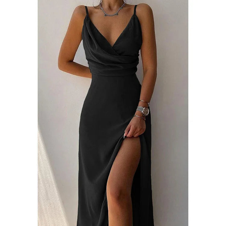 2025 Women's Summer Dress Vestidos Para Mujer Suspender Slit Dresses Fashion Vestidos De Fiesta Elegantes Clothing Long Dresses