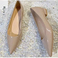 French style patent leather pointed single shoes  Pumps for women with a 3cm low heel new fashionable thick heel flat shoes