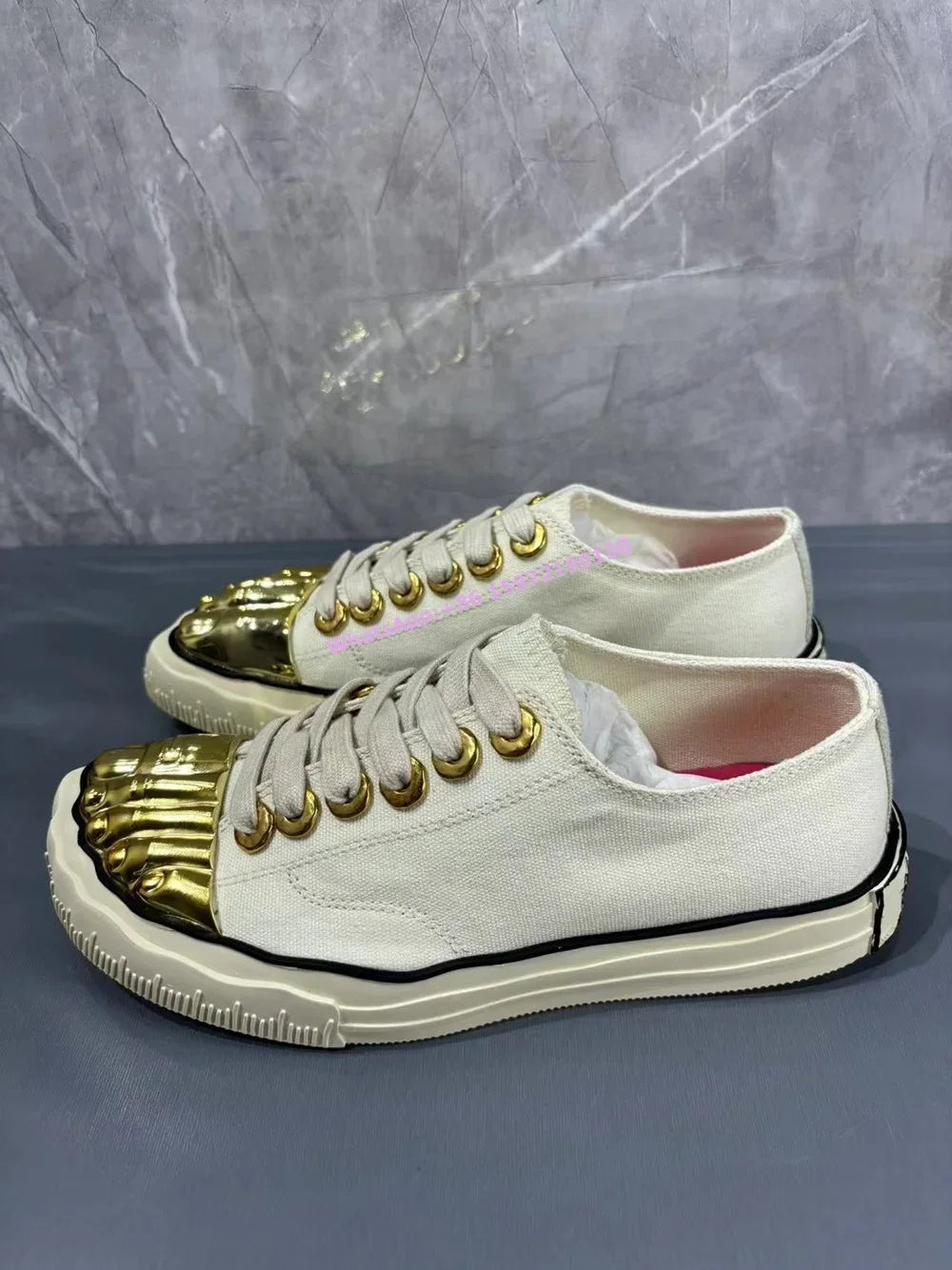 Five Finger Metal Toe Boots Mixed Color High Increase Cross Lace Up Mid Calf Boots Unique Gold Beige Sewing Fashion Women Shoes