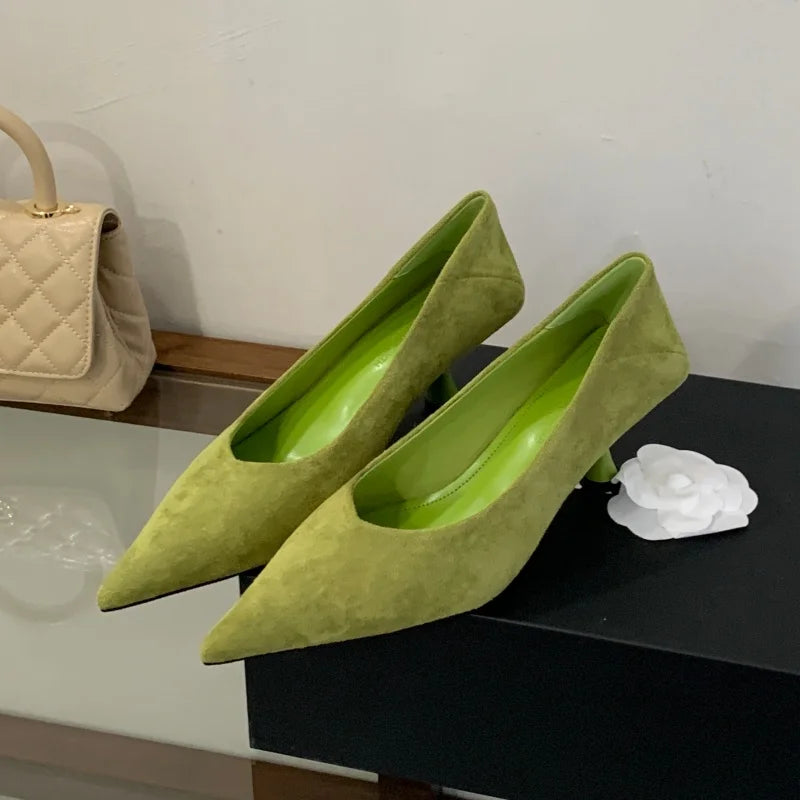 Bailamos Autumn Pointed Toe Women Sandals Sexy Shallow Slip On Pumps Shoes Fashion Thin High Heel Ladies Elegant Dress Shoes