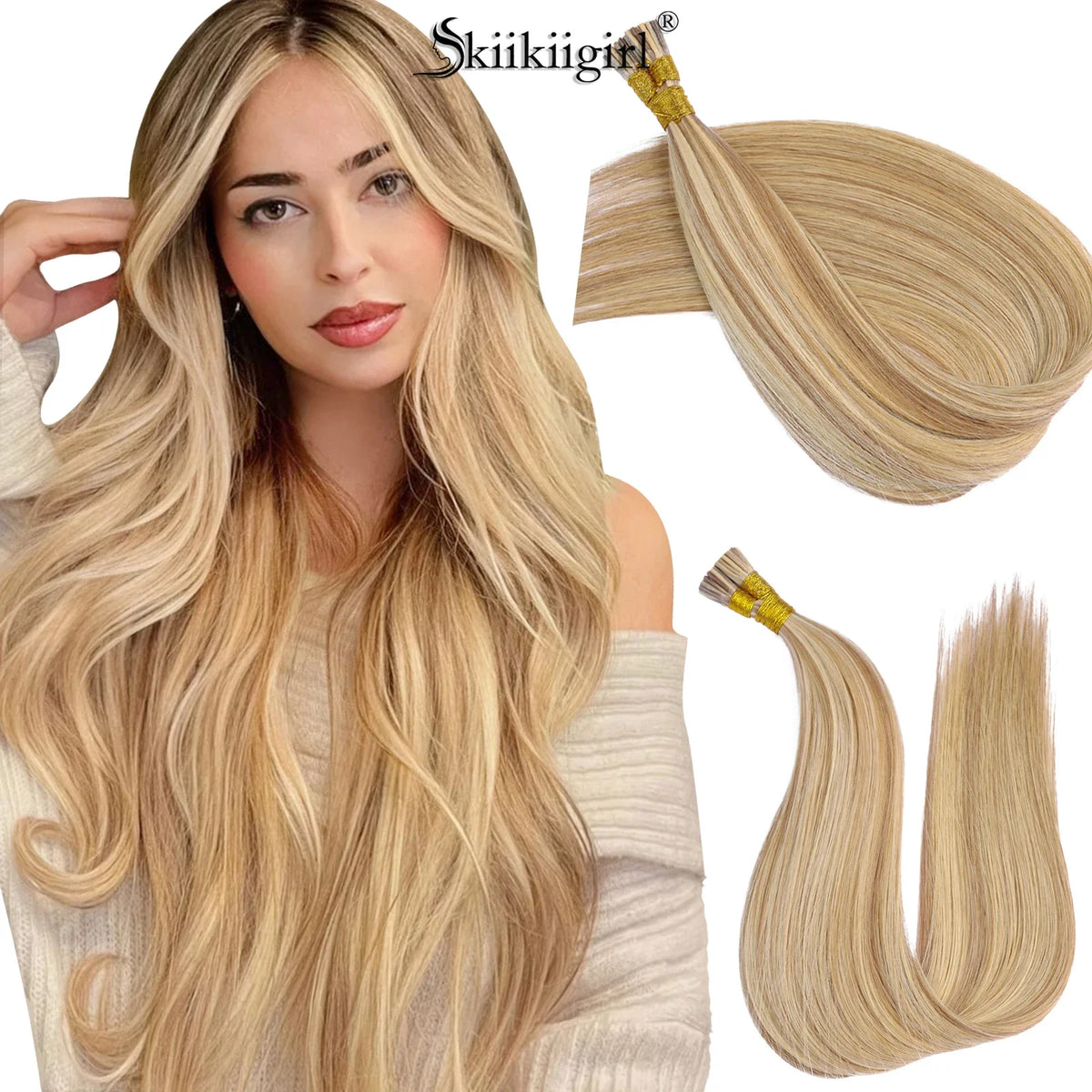 kiikiigirl #4 i tip straight human hair extensions 50pcs/pack Keratin Natural Fusion Human Hair Extension 14-22in 50g