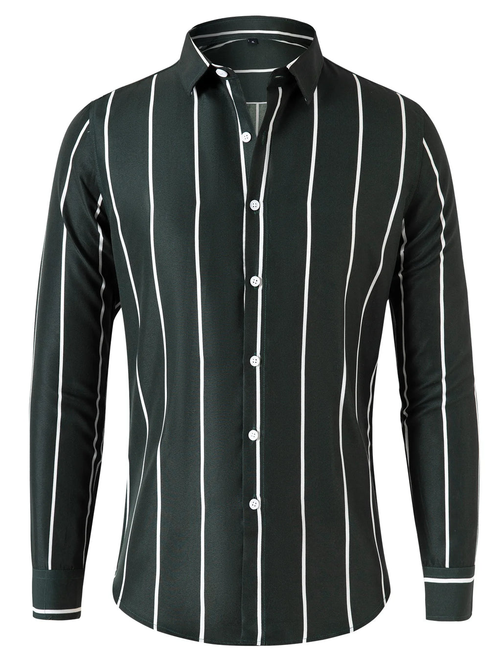 Men's Striped Dress Shirt Long Sleeve Slim Fit Formal Business Wrinkle Resistant Office Blouse Top Fashion Casual Male Clothing