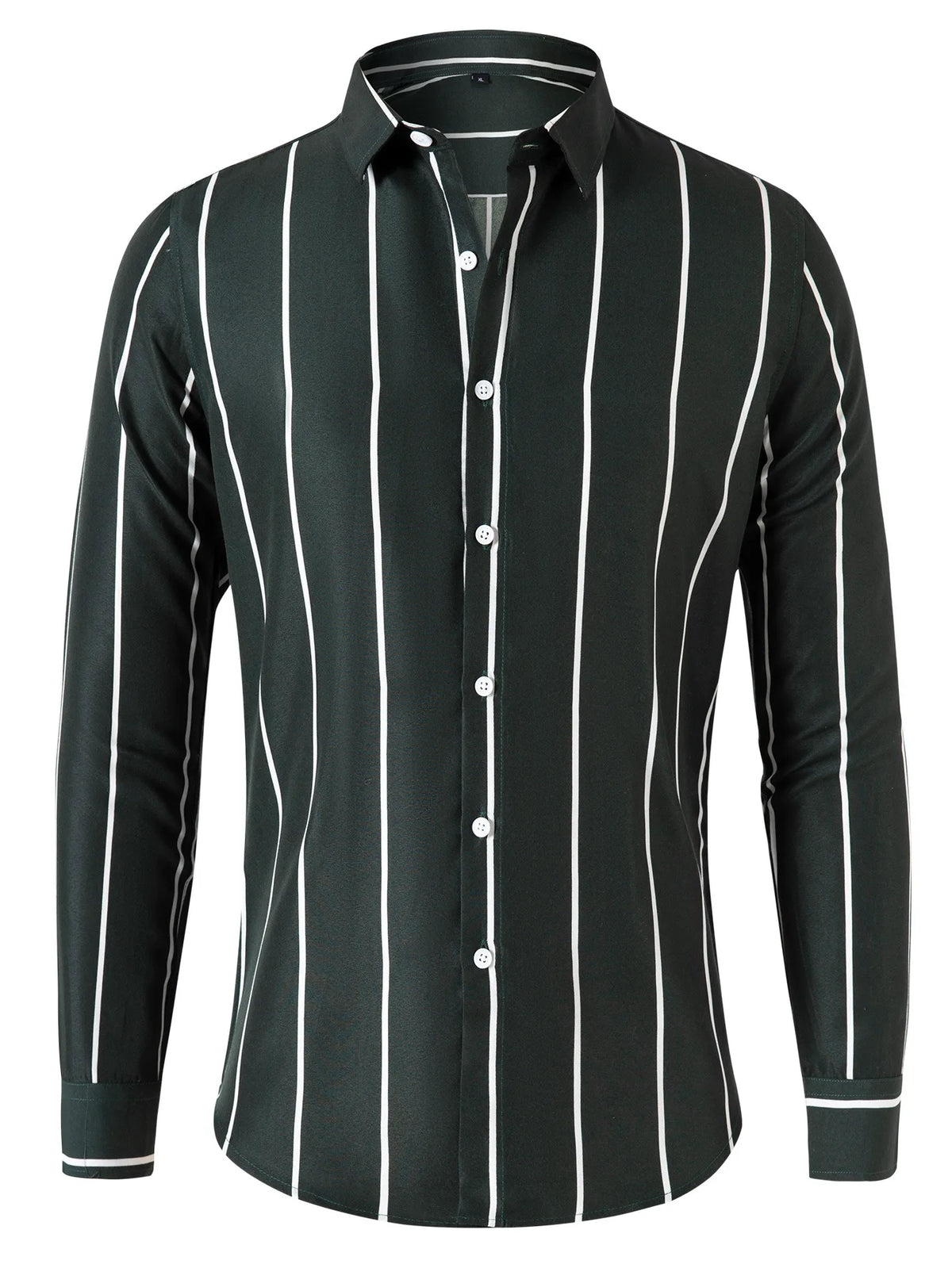 Men's Striped Dress Shirt Long Sleeve Slim Fit Formal Business Wrinkle Resistant Office Blouse Top Fashion Casual Male Clothing
