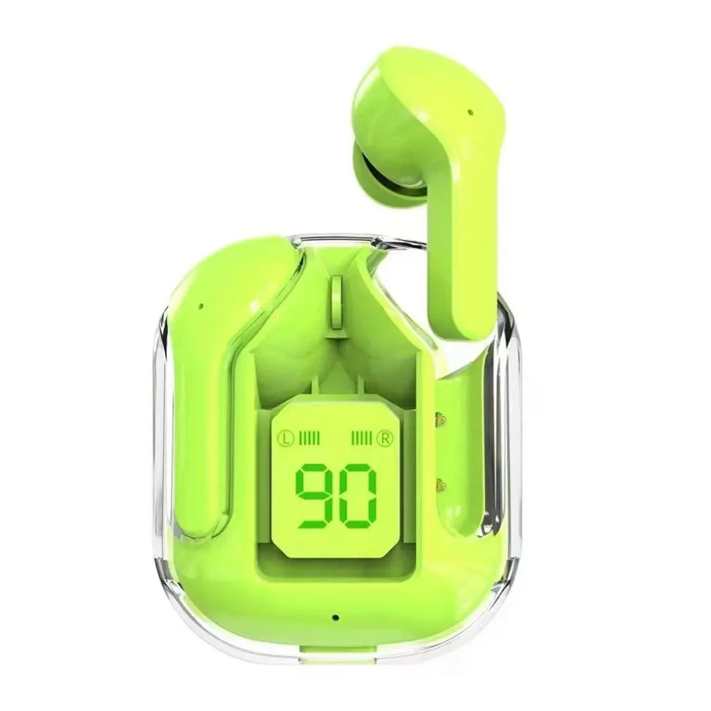 New Bluetooth 5.3 Wireless Headset Transparent Headphones LED Power Digital Display Stereo Sound Earphones for Sports Working