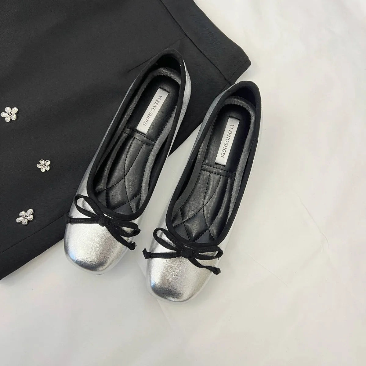 Shallow Female Soft Round Ladies Flats with Shoes Slides Footwear Fashion Butterfly-Knot Women Ballet Flats Dance Women Shoes