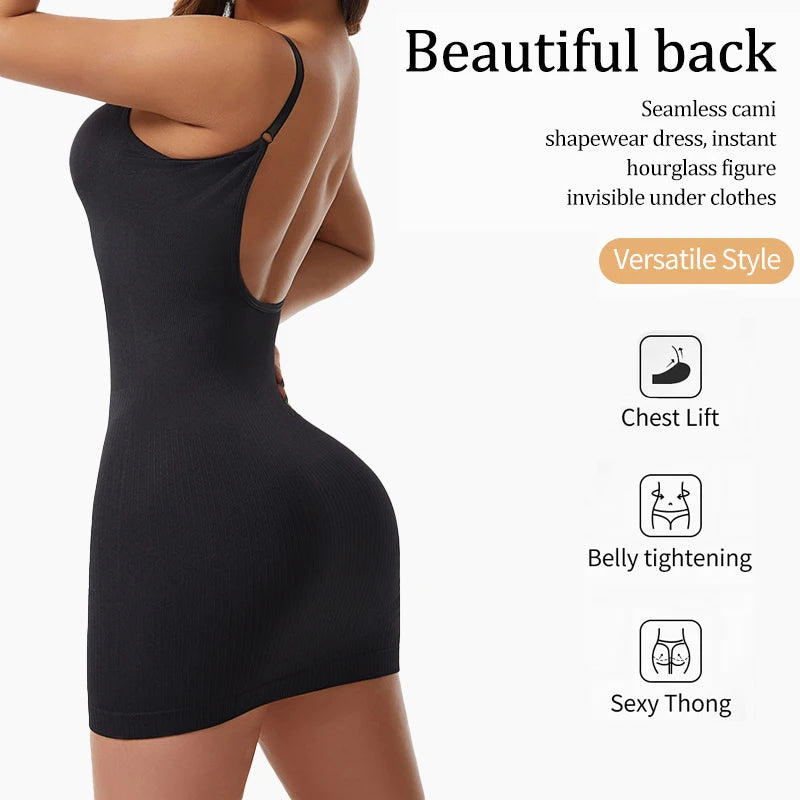 Women Shapewear V-Neck Full Slips for Under Dresses Body Shaper Tummy Control Strap Slip Elegant Slimming Cam Shaper Dress