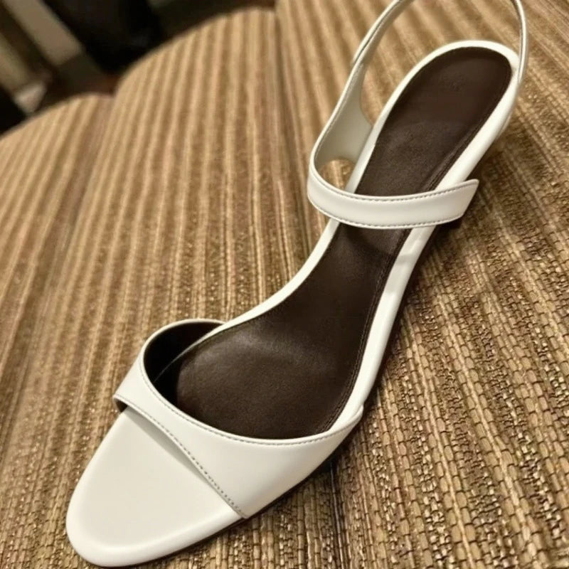 Fashion Kitten Heel Design Brand Sandals Women Summer Sexy Open Toe Ankle Buckle High Heel Sandals Elegant Commuter Office Shoes