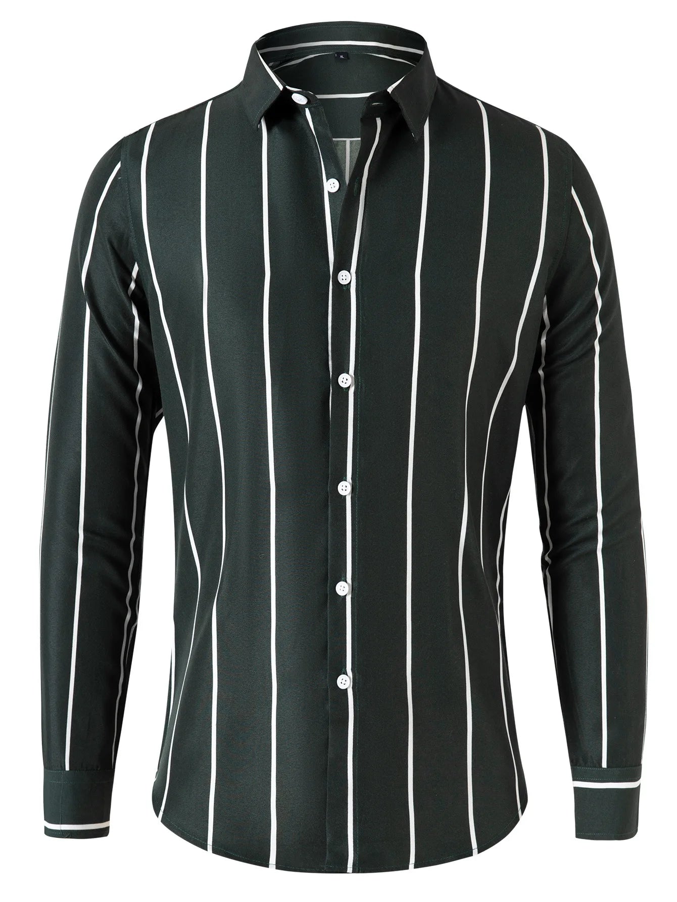 Men's Striped Dress Shirt Long Sleeve Slim Fit Formal Business Wrinkle Resistant Office Blouse Top Fashion Casual Male Clothing