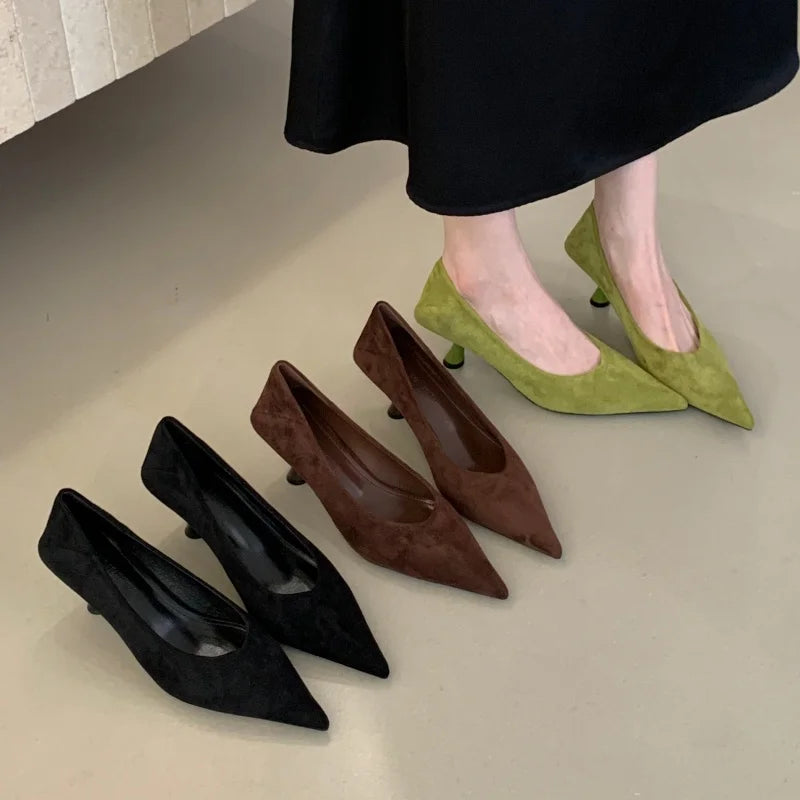Bailamos Autumn Pointed Toe Women Sandals Sexy Shallow Slip On Pumps Shoes Fashion Thin High Heel Ladies Elegant Dress Shoes