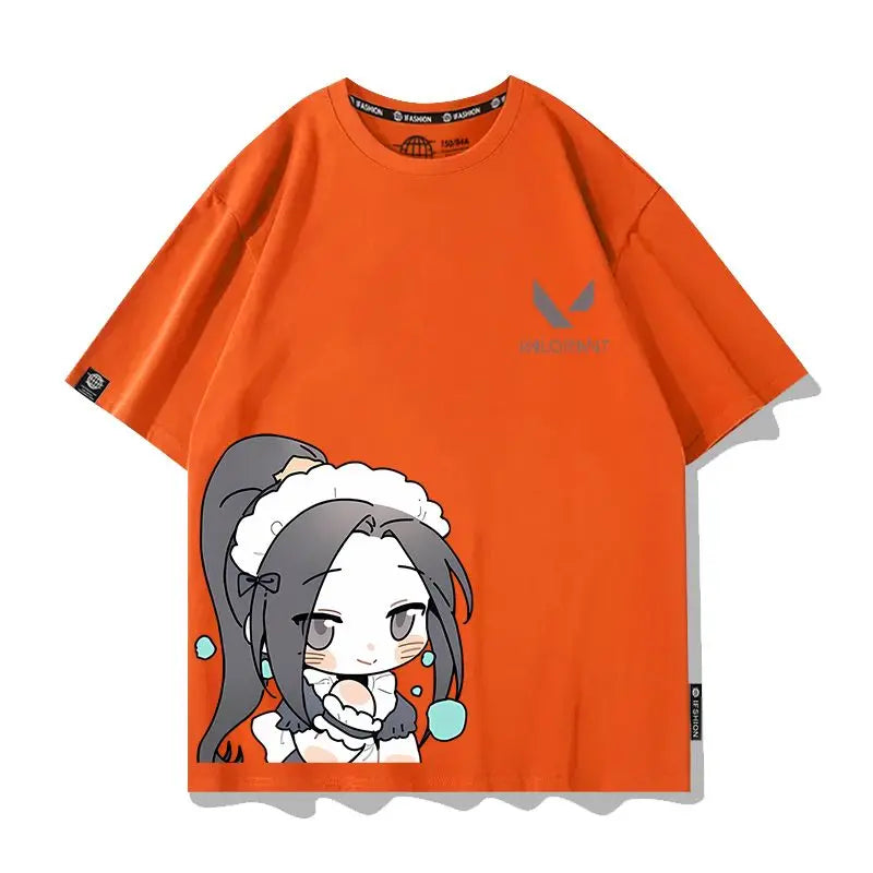VALORANT Anime Jett Omen Clove Peripheral Short Sleeve T-Shirt Funny Women's Men Versatile Women Clothing Christmas Gift