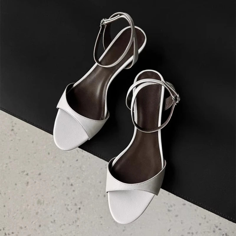 Fashion Kitten Heel Design Brand Sandals Women Summer Sexy Open Toe Ankle Buckle High Heel Sandals Elegant Commuter Office Shoes
