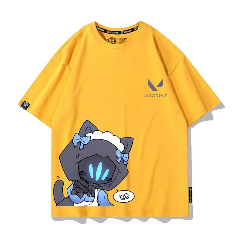 VALORANT Anime Jett Omen Clove Peripheral Short Sleeve T-Shirt Funny Women's Men Versatile Women Clothing Christmas Gift