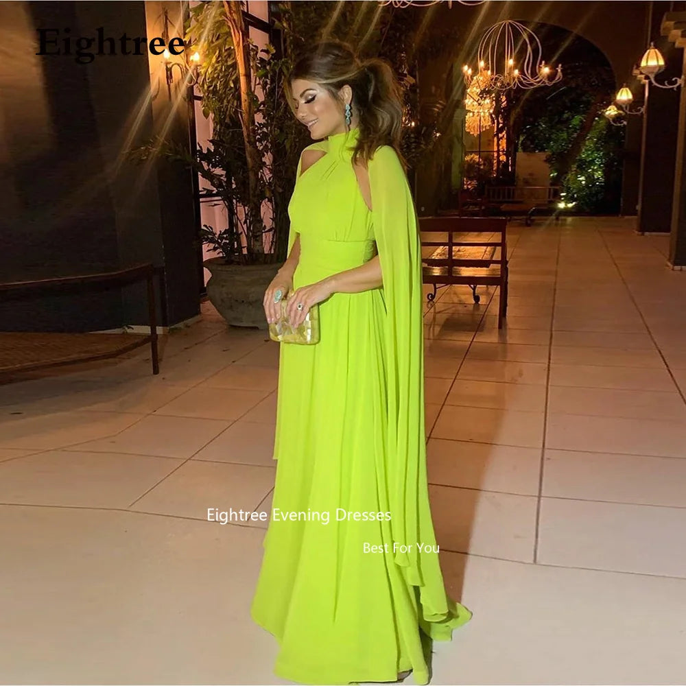 Eightree Modern Chiffon Evening Dresses Long A Line Pleat Formal Vestidos De Fiesta Elegantes Para Mujer 2023 Prom Dresses