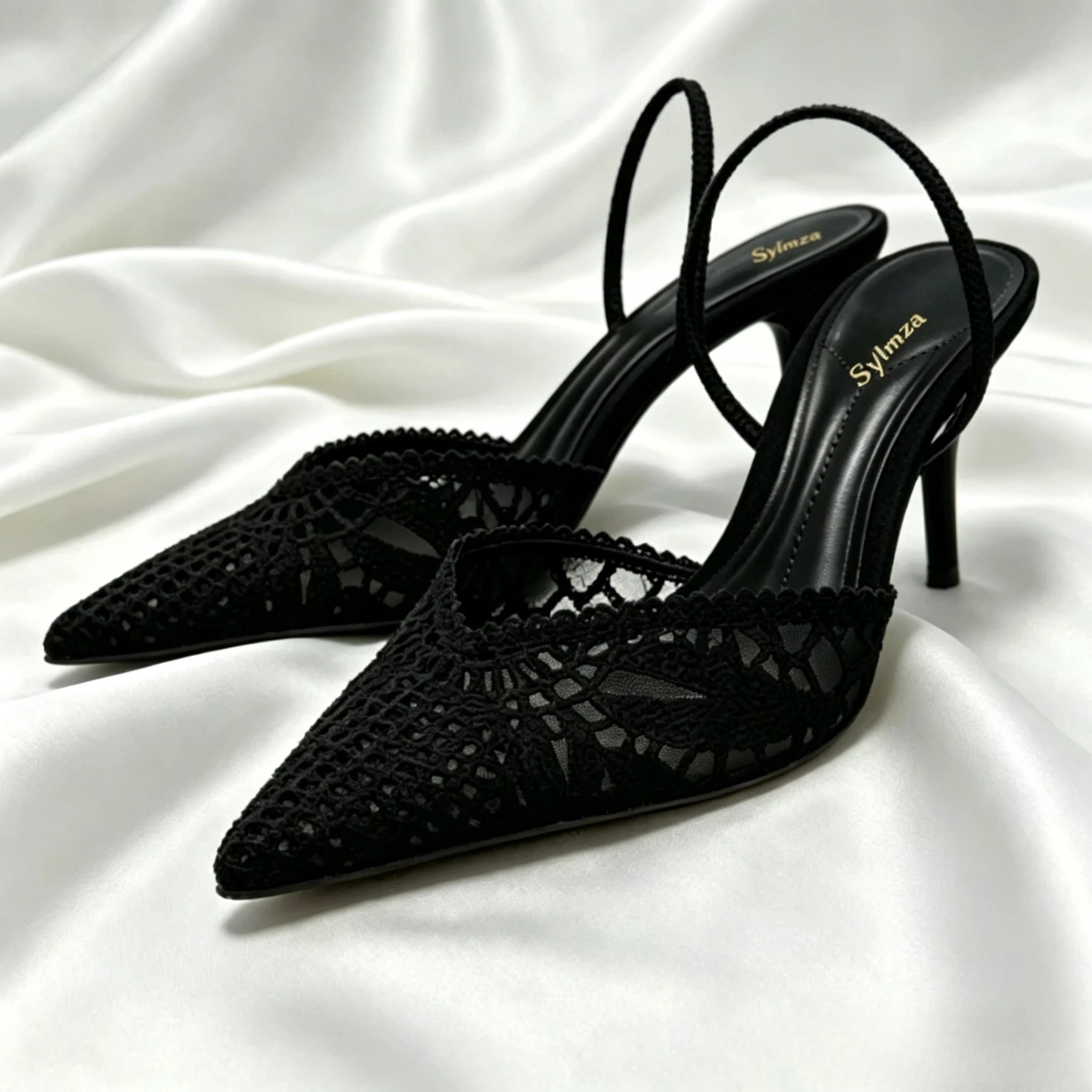 Novely Hollow Woven Design Heels for Ladies Sexy Pointed Toe Slingback Summer High-heeled Sandals Elegant Designer Dress Shoes