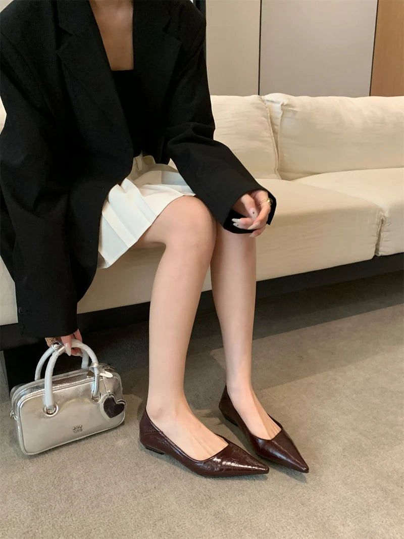 Women Summer Pointed Toe Basic Shoes Sandals Fashion Shoes Ladies Elegant Low Heel Work Shoes Stripper Party Sandalias