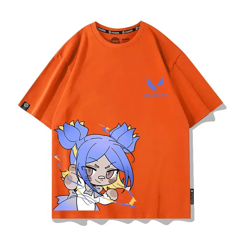 VALORANT Anime Jett Omen Clove Peripheral Short Sleeve T-Shirt Funny Women's Men Versatile Women Clothing Christmas Gift