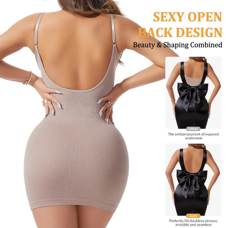 Women Shapewear V-Neck Full Slips for Under Dresses Body Shaper Tummy Control Strap Slip Elegant Slimming Cam Shaper Dress