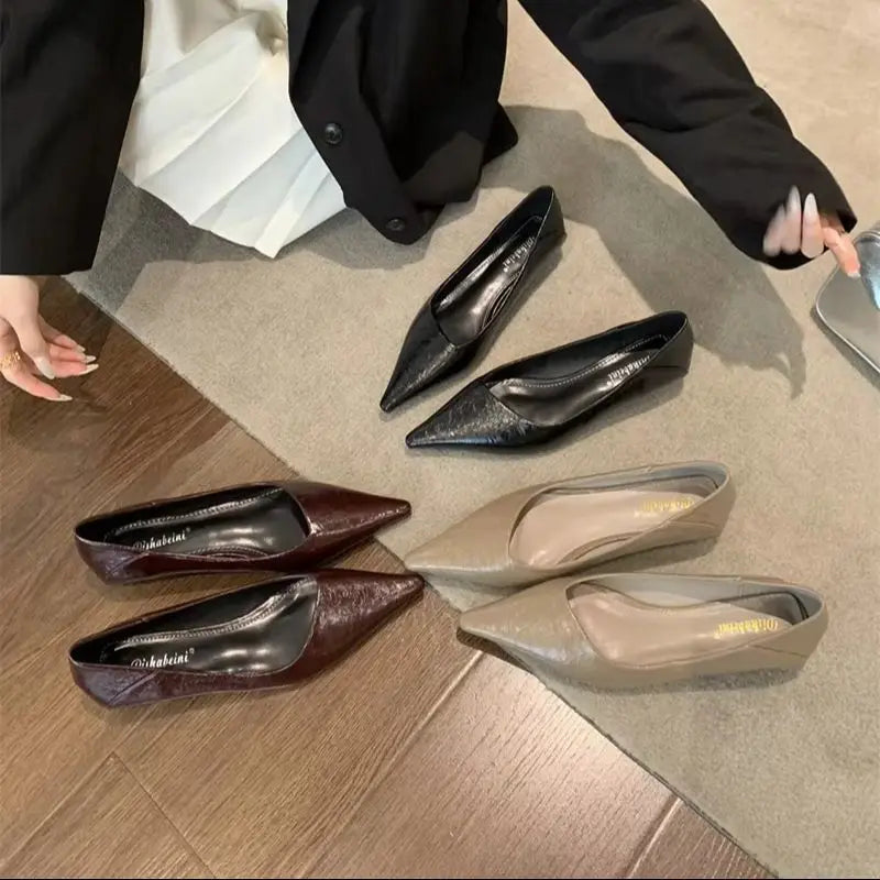 Women Summer Pointed Toe Basic Shoes Sandals Fashion Shoes Ladies Elegant Low Heel Work Shoes Stripper Party Sandalias