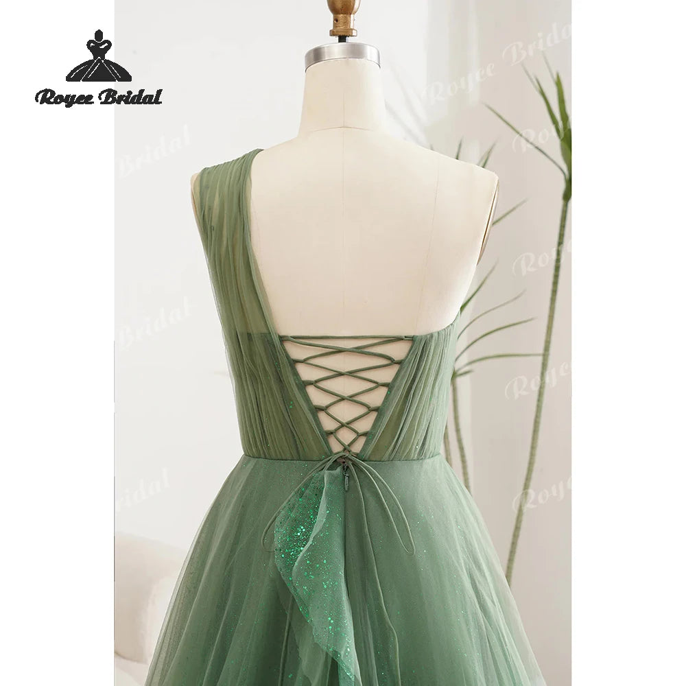 Lace Up Tulle A Line Prom Dresses 2026 One Shoulder vestidos de fiesta elegantes Customized платье на выпуск