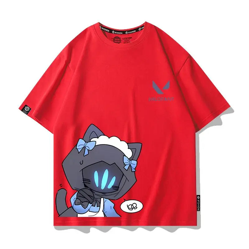 VALORANT Anime Jett Omen Clove Peripheral Short Sleeve T-Shirt Funny Women's Men Versatile Women Clothing Christmas Gift