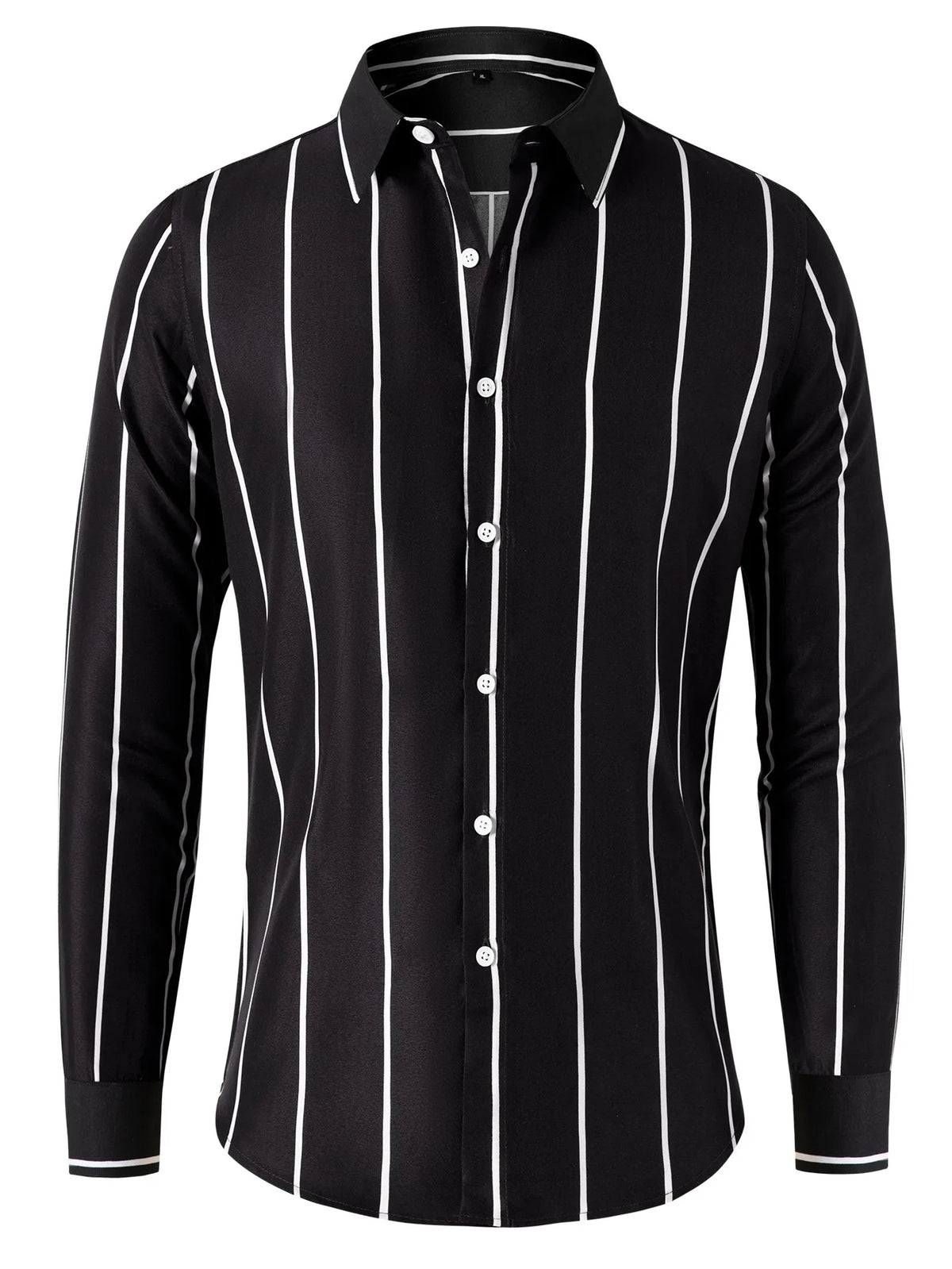 Men's Striped Dress Shirt Long Sleeve Slim Fit Formal Business Wrinkle Resistant Office Blouse Top Fashion Casual Male Clothing