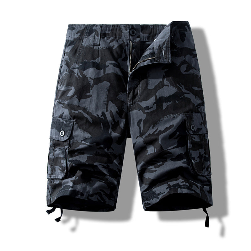 Summer sports shorts men's fifth pants workwear multi-pocket loose plus size casual middle pants cotton wear-resistant fashion brand