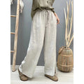 Cotton and Linen Pure Color Literary Retro Straight Pants for Women 2024 Spring Elastic Waist Loose Versatile Narrow Wide Leg Pants Long Pants