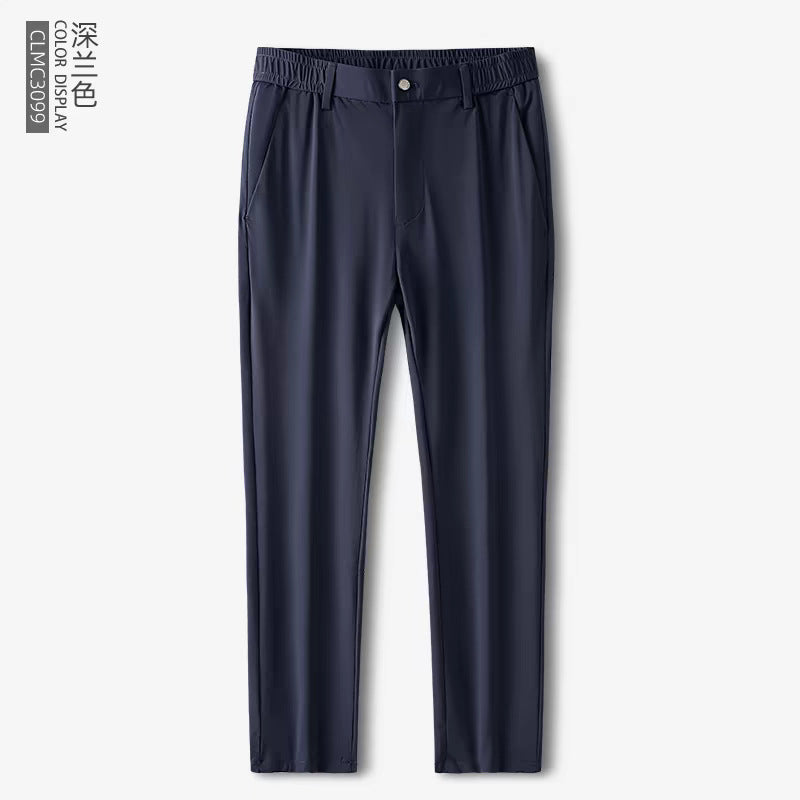 Ice silk trousers men's summer thin stretch high-grade draping straight loose business casual trousers plus size pants men