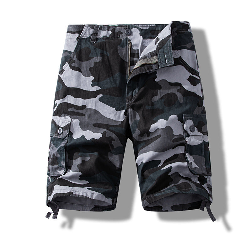 Summer sports shorts men's fifth pants workwear multi-pocket loose plus size casual middle pants cotton wear-resistant fashion brand