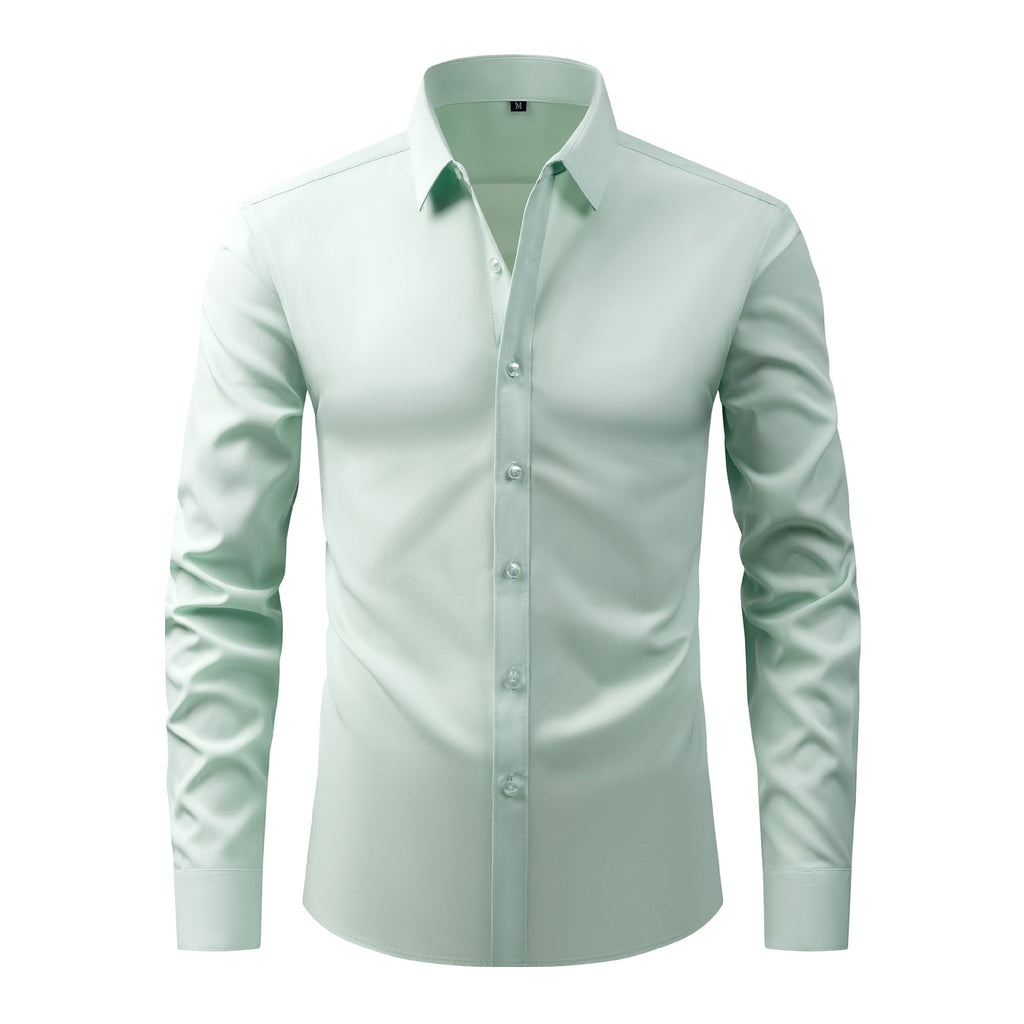 Cross-Border Lightweight Stretchy Plus-Size Men's Shirts, Wrinkle-Resistant Long-Sleeve Shirts, Amazon Cardigan Long-Sleeve Shirts for Men