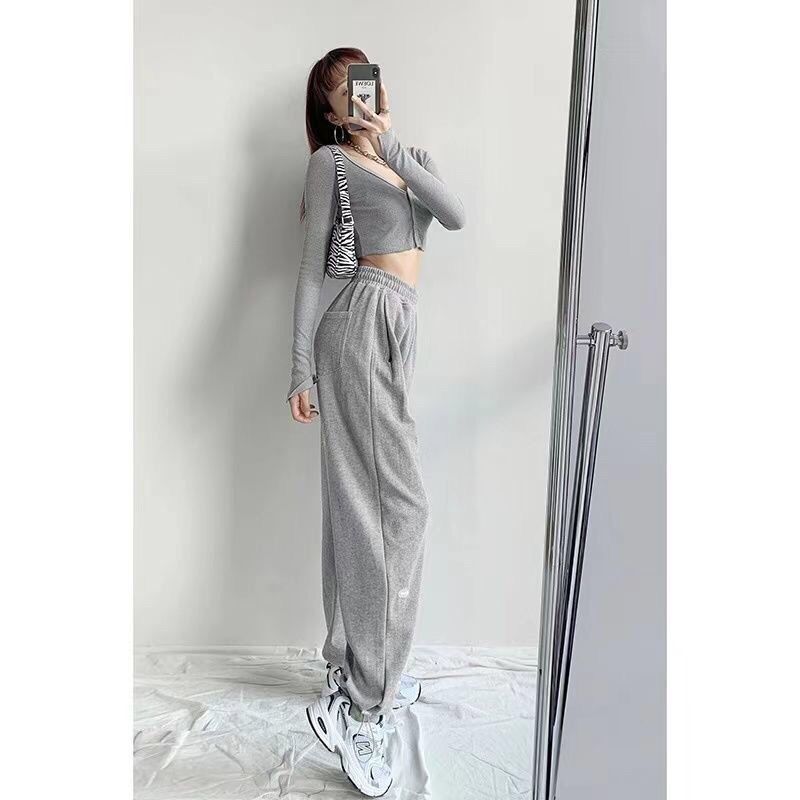 2024 Spring and Summer Thin High Waist American Letter Loose Sports Pants Women's Casual Foot Pants Sweatpants Women's Wholesale