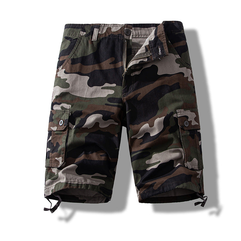 Summer sports shorts men's fifth pants workwear multi-pocket loose plus size casual middle pants cotton wear-resistant fashion brand