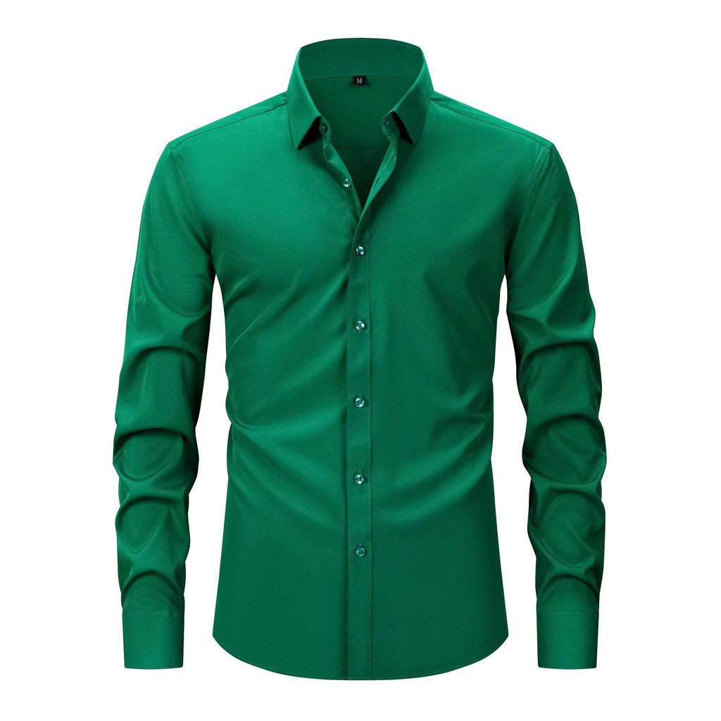 Cross-Border Lightweight Stretchy Plus-Size Men's Shirts, Wrinkle-Resistant Long-Sleeve Shirts, Amazon Cardigan Long-Sleeve Shirts for Men