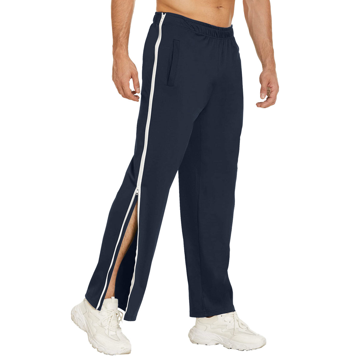 European and American Cross-Border Men's Trendy Sports Zipper Pants, Loose Sweatpants, Training Second-Take-Off Basketball Pants