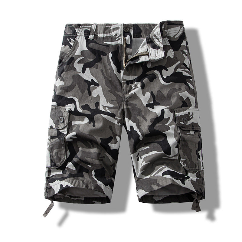 Summer sports shorts men's fifth pants workwear multi-pocket loose plus size casual middle pants cotton wear-resistant fashion brand
