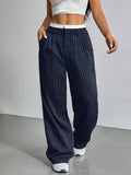 2025 Cross-border Spring and Summer New Women's Trousers Fashion Casual High Waist Stitching Dosing Loose Straight Pants