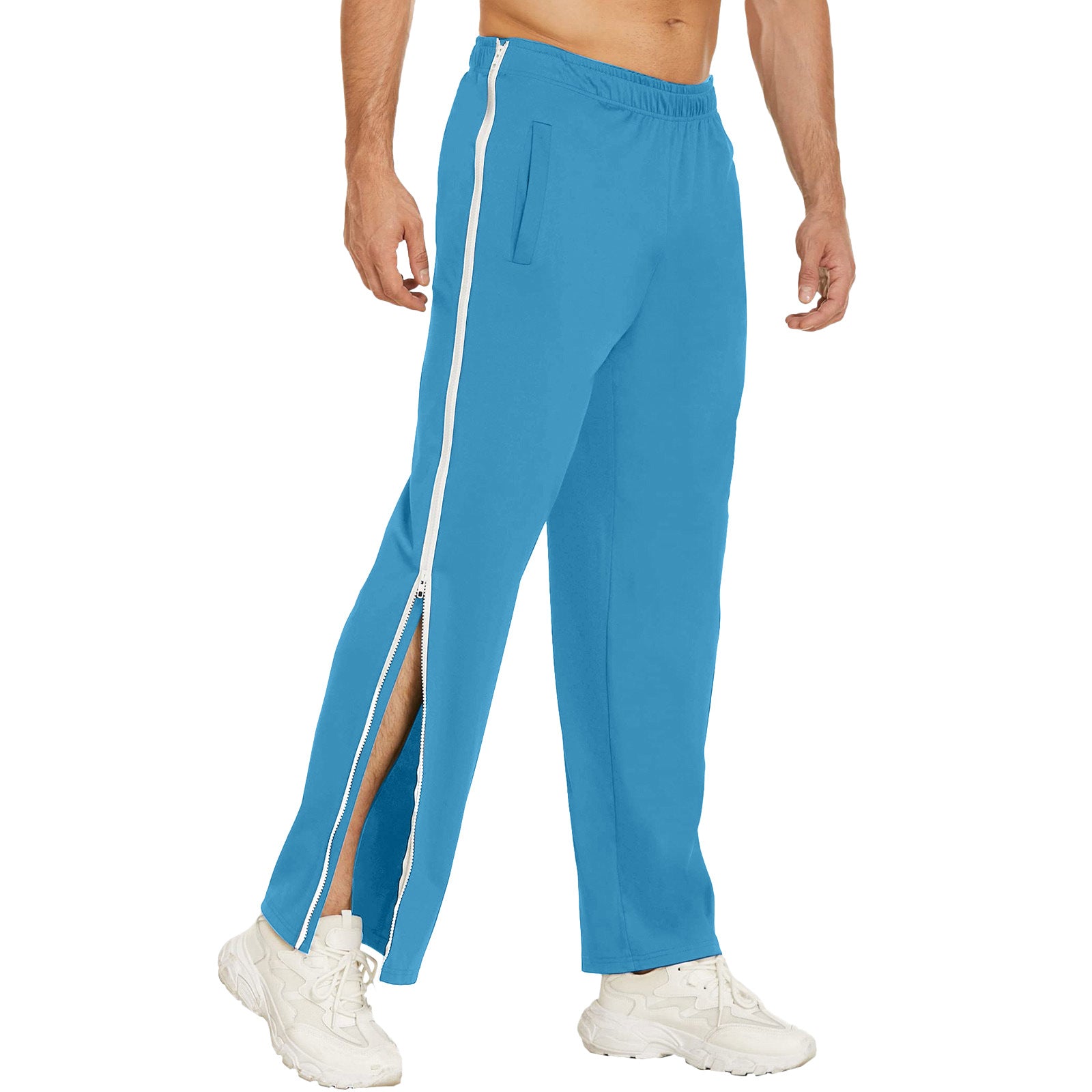European and American Cross-Border Men's Trendy Sports Zipper Pants, Loose Sweatpants, Training Second-Take-Off Basketball Pants