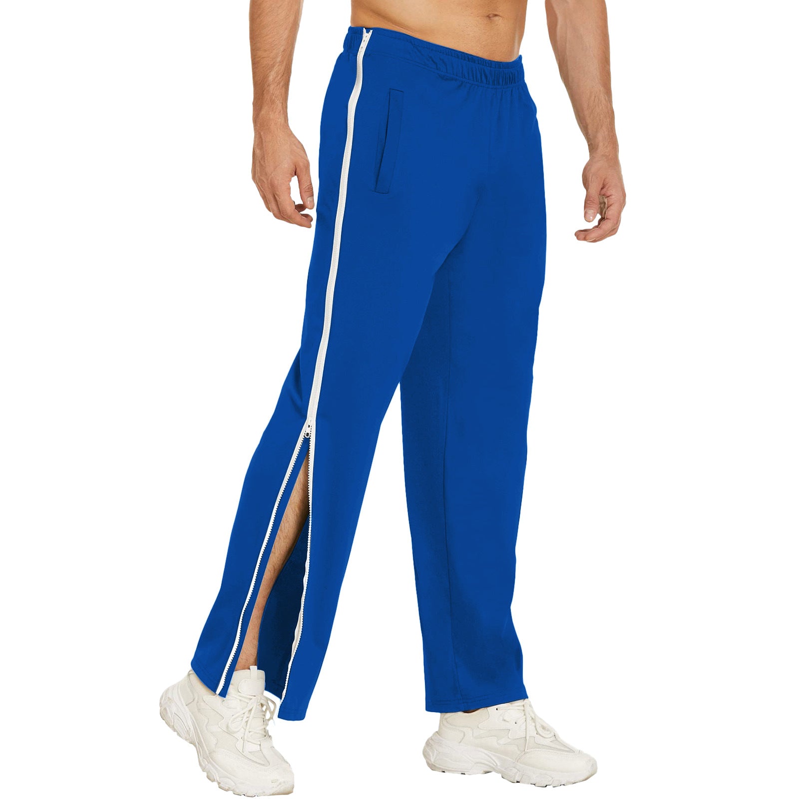 European and American Cross-Border Men's Trendy Sports Zipper Pants, Loose Sweatpants, Training Second-Take-Off Basketball Pants