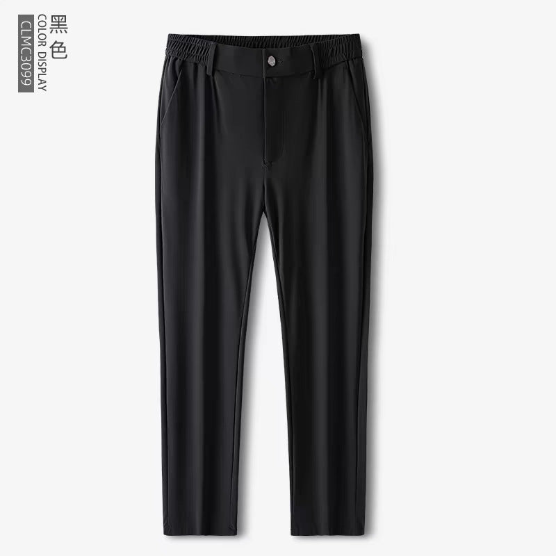 Ice silk trousers men's summer thin stretch high-grade draping straight loose business casual trousers plus size pants men