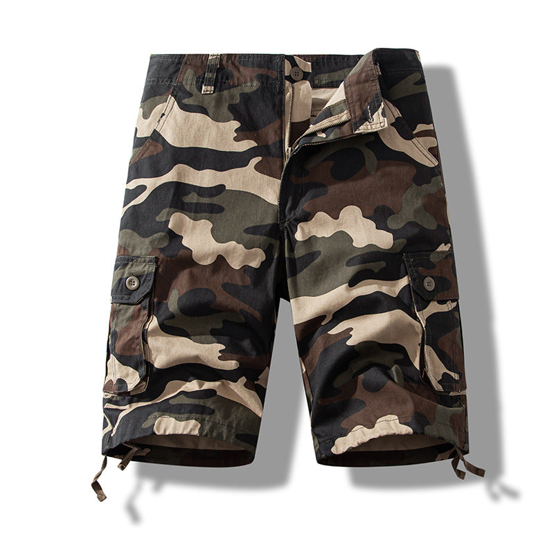 Summer sports shorts men's fifth pants workwear multi-pocket loose plus size casual middle pants cotton wear-resistant fashion brand